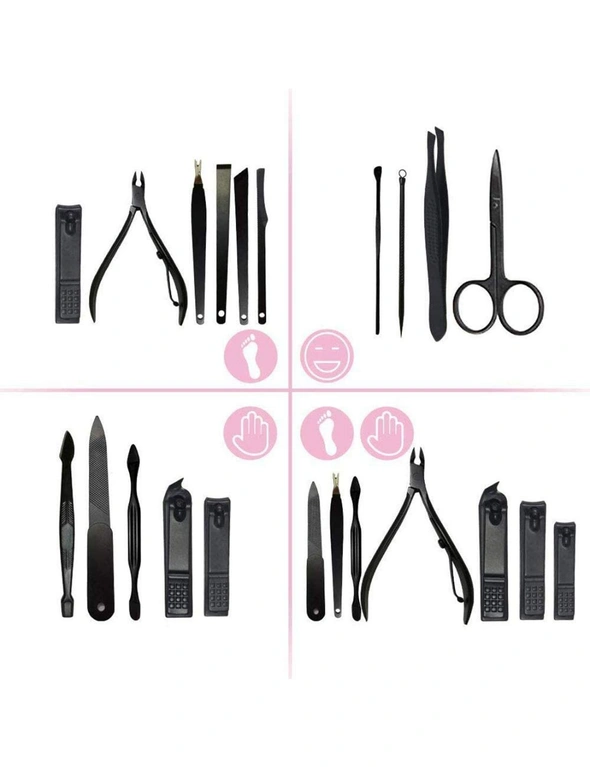 16-in-1 Manicure Set Nail Cutter Ear Pick Tweezers Nose Hair Scissors Eyebrow, hi-res image number null