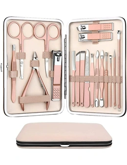 18 in 1 Manicure Set Stainless Steel Professional Pedicure Set Women Nail Clippers Rose Gold Scissors File