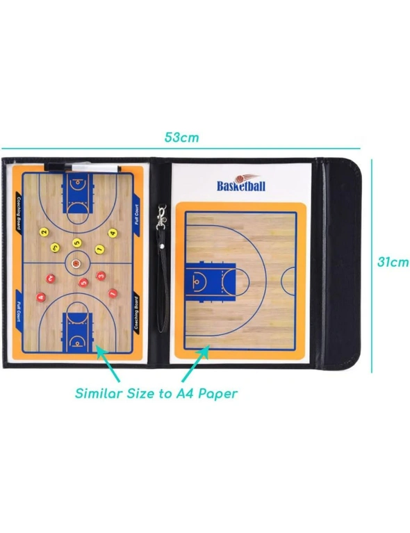 Foldable Basketball Coaching Board, Magnetic Number Pieces, Marker Pen, Color Full Court Half Court Strategy Training Drill Aid, hi-res image number null