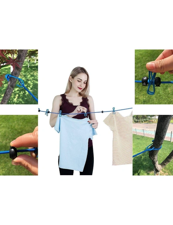 Portable retractable strong windproof clothesline (with 12 clips