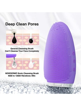 Electric Facial Cleansing Brush,Silicone,Waterproof,Gentle Exfoliation,Deep Cleansing,Face Massage,Anti Aging