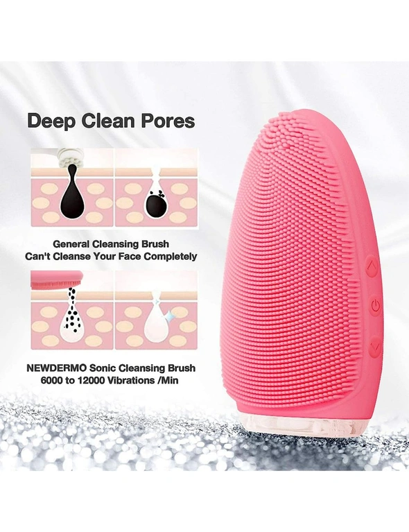 Electric Facial Cleansing Brush, Silicone Facial Brush for Exfoliation, Deep Cleansing, Face Massage, Anti Aging, hi-res image number null