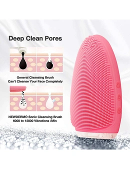 Electric Facial Cleansing Brush, Silicone Facial Brush for Exfoliation, Deep Cleansing, Face Massage, Anti Aging