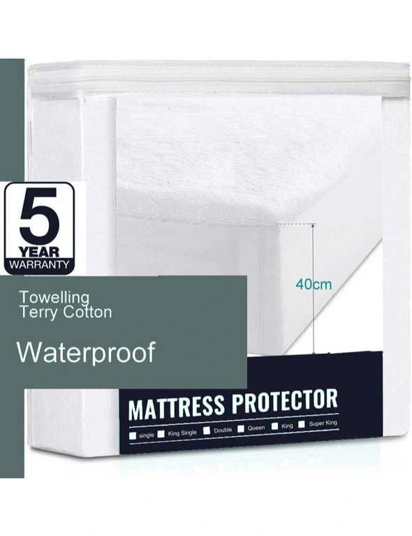Luxton Terry Cotton Waterproof Mattress Protector, hi-res image number null