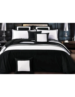 Luxton Rossier Striped Black White Quilt Cover Set