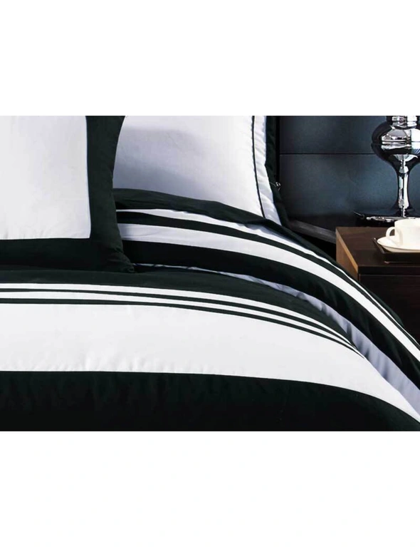 Luxton Rossier Striped Black White Quilt Cover Set, hi-res image number null