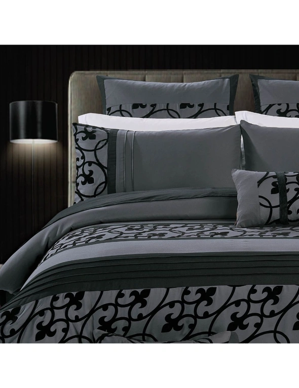 Luxton Dursley Charcoal Grey Quilt Cover Set, hi-res image number null