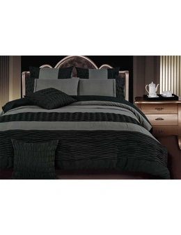 Luxton Lentia Black and Charcoal Pintuck Quilt Cover Set
