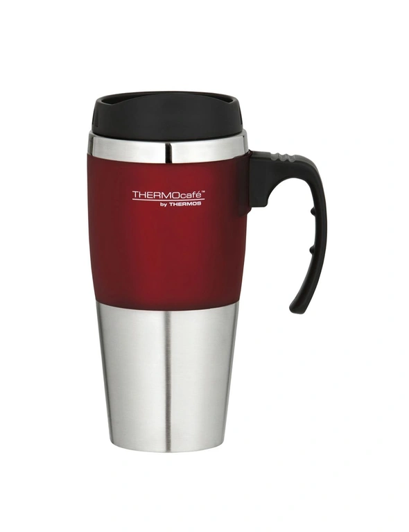 Thermos 450ml S/Steel Travel Mug Red Trim, hi-res image number null