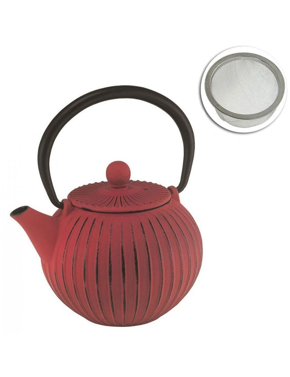 Avanti Ribbed Cast Iron Teapot 500ml Red, hi-res image number null