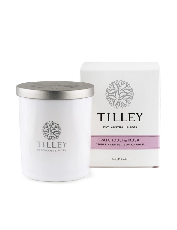 Tilley Classic White - Soy Candle 240g - Patchouli & Musk, hi-res image number null