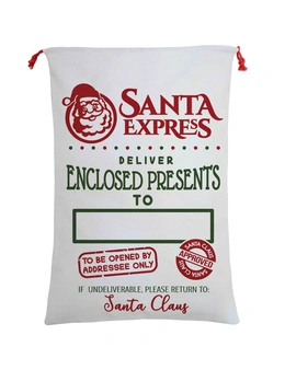 Zmart 50x70cm Canvas Hessian Christmas Santa Sack Xmas Stocking Reindeer Kids Gift Bag