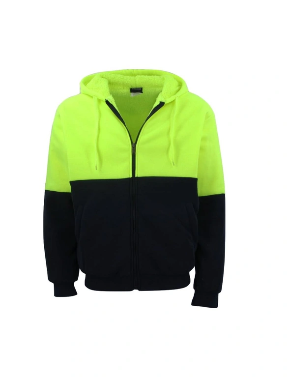 Zmart HI VIS Safety Full Zip Thick Sherpa Fleece Hoodie Workwear Jacket Jumper Winter, hi-res image number null