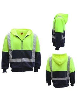 Zmart HI VIS Reflective Tape Fleece-lined Jacket FullZip Safety Hoodie Workwear Jumper