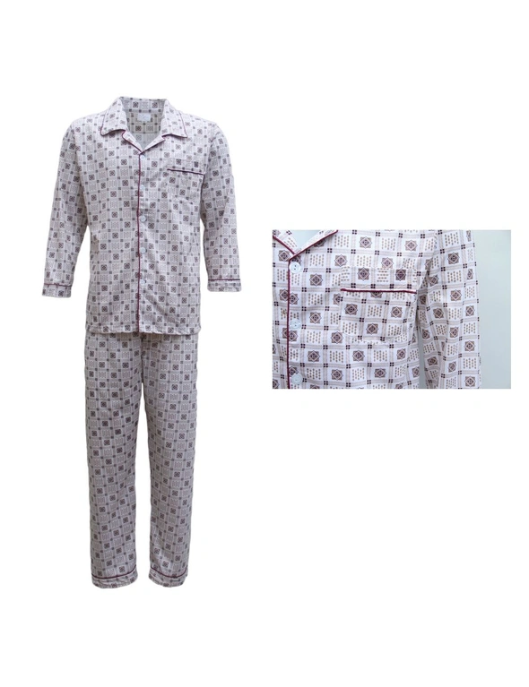 Zmart New Mens Cotton Pajamas Pyjamas PJs Set Long Sleeve Shirt Tops + Pants Sleepwear, hi-res image number null