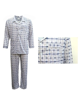 Zmart New Mens Cotton Pajamas Pyjamas PJs Set Long Sleeve Shirt Tops + Pants Sleepwear