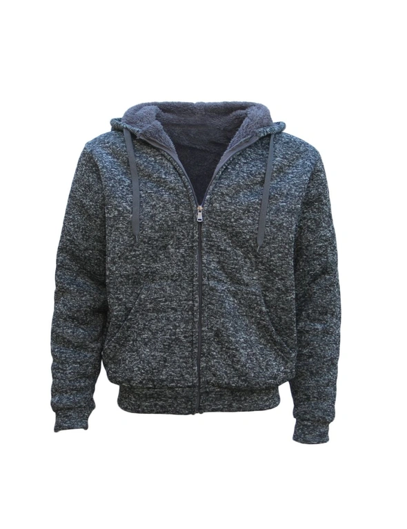 Men's Thick Zip Up Hooded Hoodie w Winter Sherpa Fur Jumper Coat Jacket Sweater, hi-res image number null
