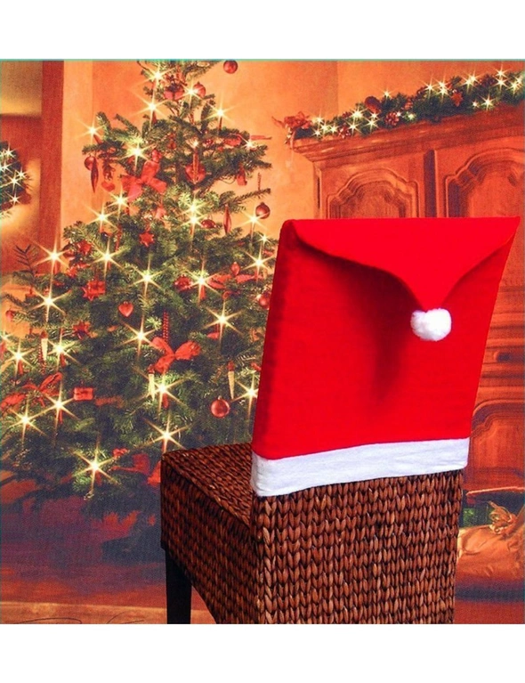 Zmart 10 Christmas Chair Covers Dinner Table Santa Hat Home Decorations Ornaments Gift, hi-res image number null