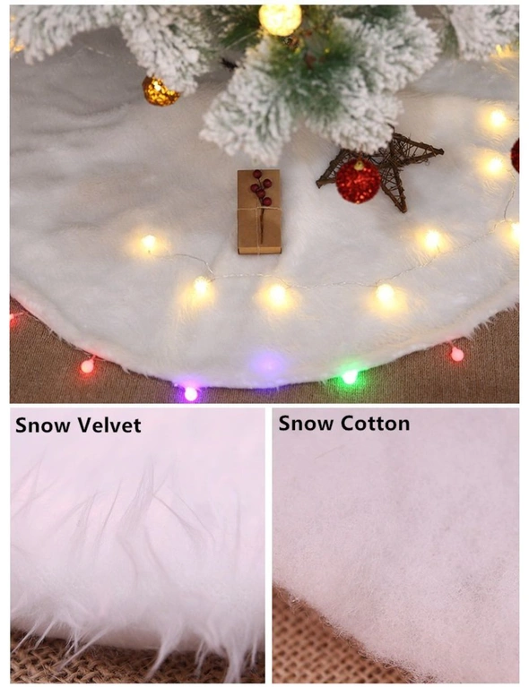 Zmart 60/78/90/122cm Christmas Snow Plush Tree Skirt Xmas Base Floor Mat Cover Decor, hi-res image number null
