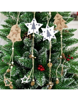 Zmart New Christmas Wooden Tree Pendants Hanging Ornaments w Pine Cone Home Xmas Décor