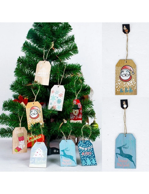 Zmart 8x Christmas Wooden Sign Plaque Tree Pendants Xmas Hanging Ornaments Home Decor, hi-res image number null