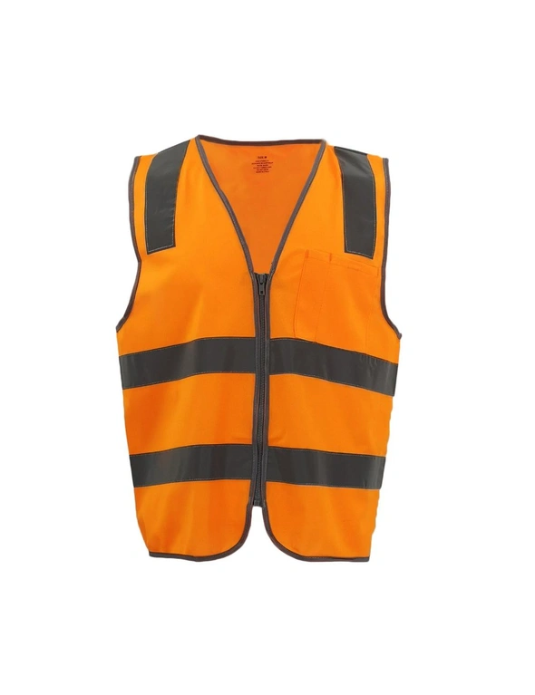 Zmart Hi Vis Safety Zip Up Vest Reflective Tape Pocket Workwear Day Night Visibility, hi-res image number null