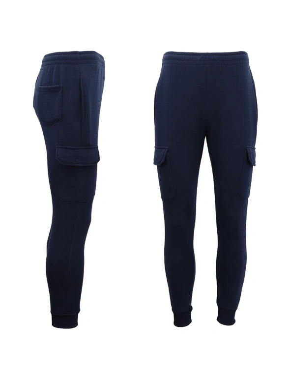 Zmart Men's Cargo Fleece Track Pants 5 Pockets Casual Trackies Trousers w Elastic Hem, hi-res image number null