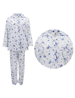 Zmart Women's 100% Cotton 2PCS Set Long Sleeve Nightie Sleepwear PJ Pajamas Pyjamas