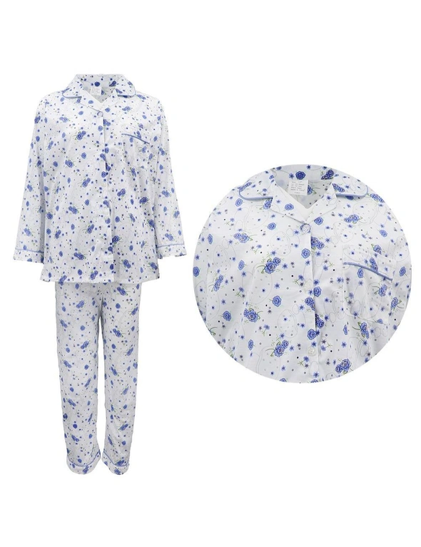 Zmart Women's 100% Cotton 2PCS Set Long Sleeve Nightie Sleepwear PJ Pajamas Pyjamas, hi-res image number null