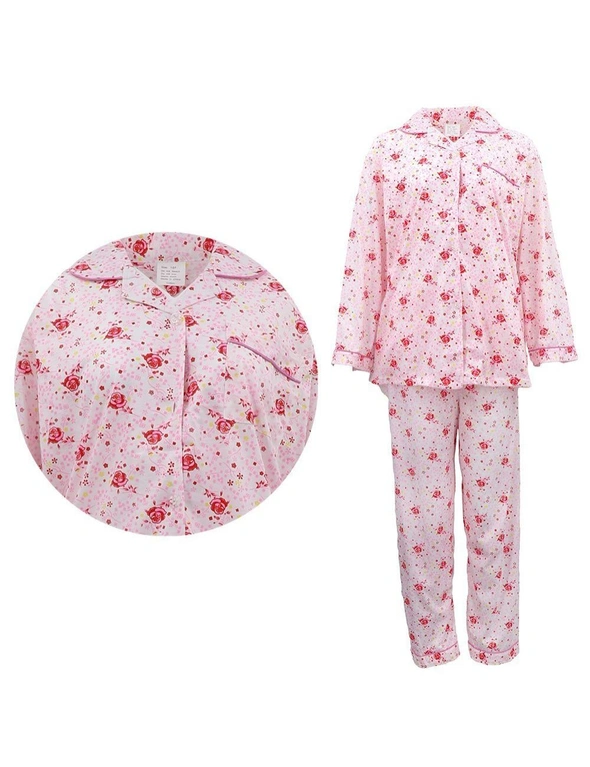 Zmart Women's 100% Cotton 2PCS Set Long Sleeve Nightie Sleepwear PJ Pajamas Pyjamas, hi-res image number null