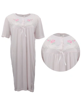Zmart Women's 100% Cotton Short Sleeves Nightie Night Gown Pajamas PJs Sleepwear Dress