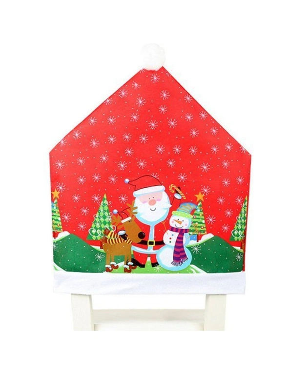 Zmart 10x Christmas Chair Covers Dinner Table Santa Hat Snowman Home Décor Ornaments, hi-res image number null