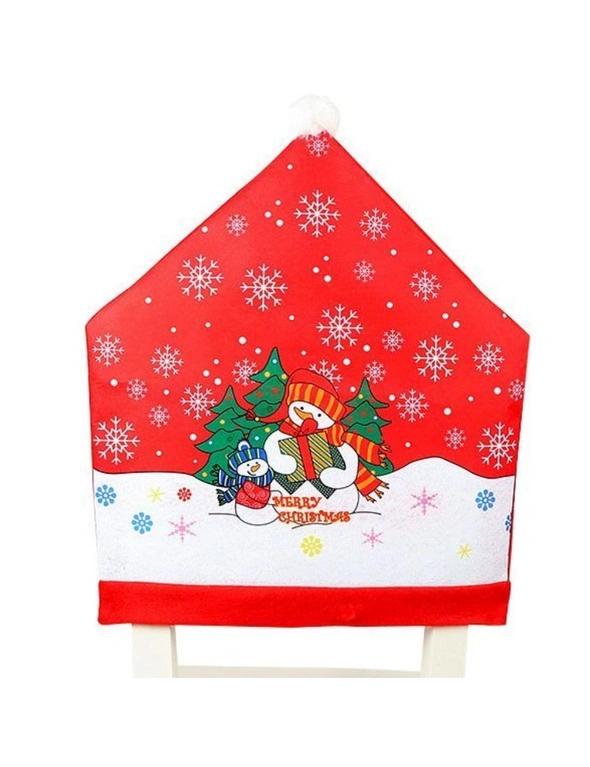 Zmart 10x Christmas Chair Covers Dinner Table Santa Hat Snowman Home Décor Ornaments, hi-res image number null