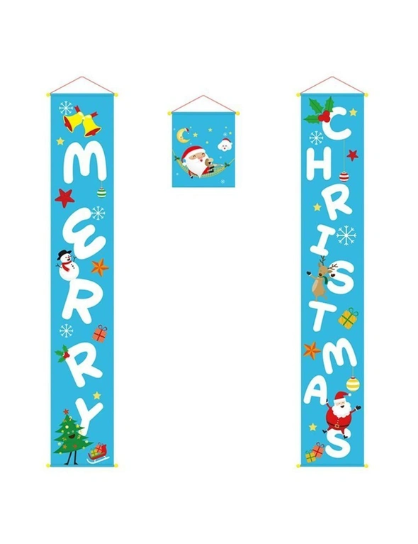 Zmart 3PCS Christmas Door Banner Window Hanging Flag Home Décor Santa Deer Ornaments, hi-res image number null