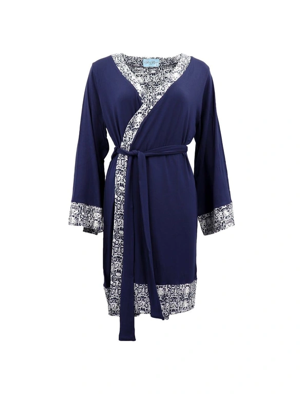Zmart Women's Fashion Leopard Pajamas PJ Dress Gown Sleepwear Nightie Bath Robe Satin, hi-res image number null