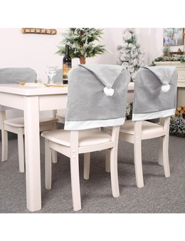 Zmart 6x Christmas Grey Santa Hat Chair Covers Dinner Table Home Décor Ornaments Gift