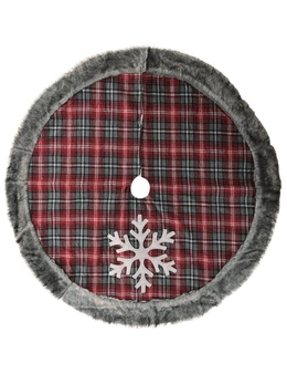 Zmart 120cm New Christmas Tree Skirt Plush Fluffy Luxury Faux Fur Snowflakes Mat Décor