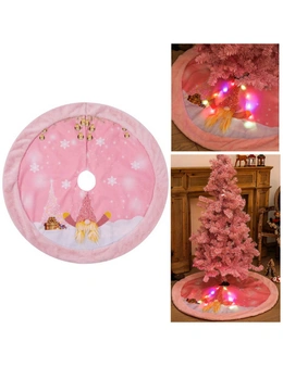 Zmart 108cm Christmas Pink Felt Cloth LED Light Up Tree Skirt Blanket Party Decoration