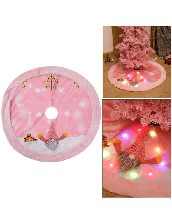 Zmart 108cm Christmas Pink Felt Cloth LED Light Up Tree Skirt Blanket Party Decoration, hi-res image number null