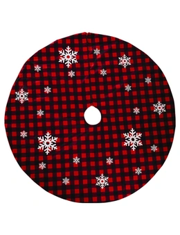Zmart 118cm New Christmas Red Baffalo Plaid Snowflakes Tree Skirt Mat Cover Xmas Décor