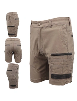 Zmart Mens Cargo Cotton Drill Work Shorts UPF 50+ 13 Pockets Tradies Workwear Trousers