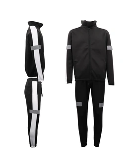 Zmart Mens 2PCS Lightweight Track Suit Reflective Tape Windproof Jacket Pants Trousers