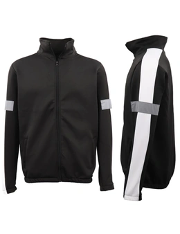Zmart Men's Track Suit Jacket w Reflective Tape Windproof Sports Jumper Sweatshirts