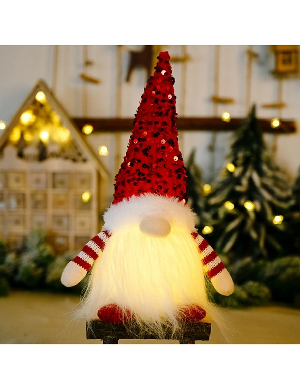 3x 30cm Christmas Light Up Faceless Santa Dolls Sequin Hat Ornament Home Décor, hi-res image number null