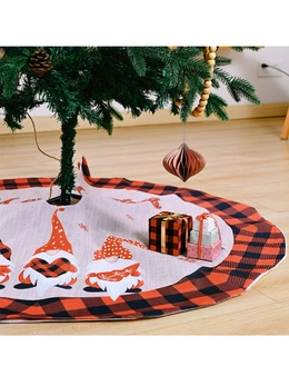 120cm Christmas Tree Skirt Plush Gnome Snowflakes Buffalo Plaid Mat Carpet Décor