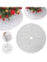 90/122cm Christmas Plush Tree Skirt Snowflakes Xmas Floor Fur Mat Cover Decor, hi-res