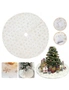 90/122cm Christmas Plush Tree Skirt Snowflakes Xmas Floor Fur Mat Cover Decor, hi-res