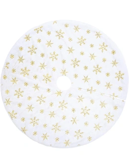 90/122cm Christmas Plush Tree Skirt Snowflakes Xmas Floor Fur Mat Cover Decor