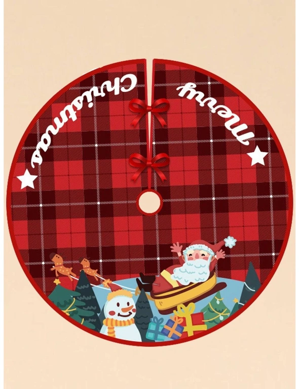 90cm Christmas Tree Skirt Base Floor Mat Cartoon Santa Xmas Party Ornament Décor, hi-res image number null