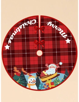 90cm Christmas Tree Skirt Base Floor Mat Cartoon Santa Xmas Party Ornament Décor